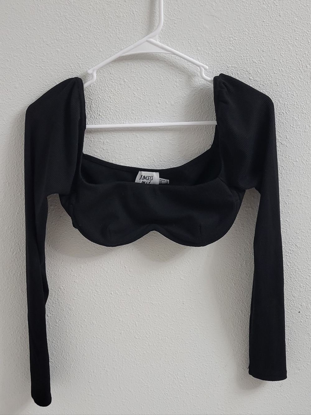 Princess Polly Black Long-Sleeve Underwire Crop Top
